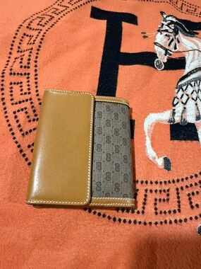 Gucci Brown Monogram Canvas Bi-Fold Wallet with Tan Trim